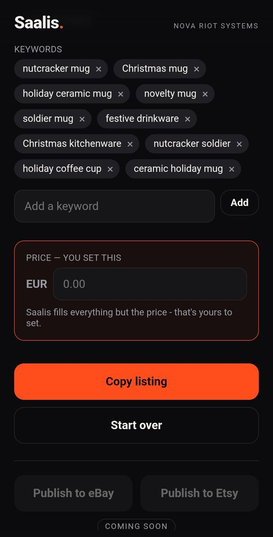 You set the price, then copy